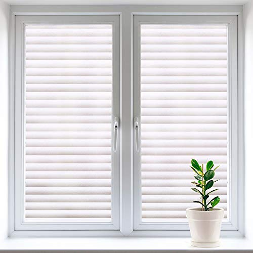 Fensterfolie Selbsthaftend Blickdicht,Statische Folie ohne Klebstoff Fenster Anti-UV Bad Duschwand Streifen Jalousette Für Zuhause Badzimmer oder Büro (60 * 200cm)