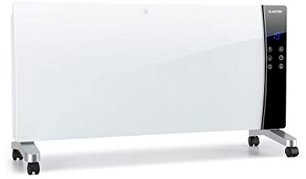 Klarstein Lindholm calefactor, convector, pantalla LED, panel táctil, mando a distancia, programable, 2 niveles: 1000 o 2000 W, termostato: 16-40 °C, seguro para niños, no se recalienta, blanco