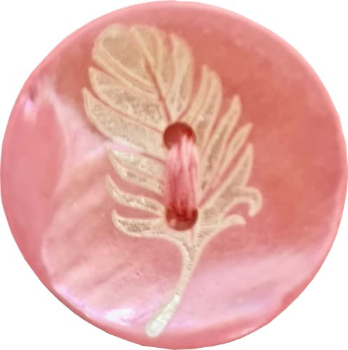 LÜNA Knöpfe, ECHT Perlmutt gefärbt, graviertes Motiv Feder (pink, 23 mm (4 Stück))
