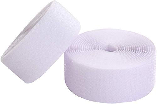 IHKFILAN Klettband zum Nähen Klettband und Haken Aufnähen Tapes (Nicht Adhesive) Beide Seiten enthalten, 5cm x5M Rolle,Weiß
