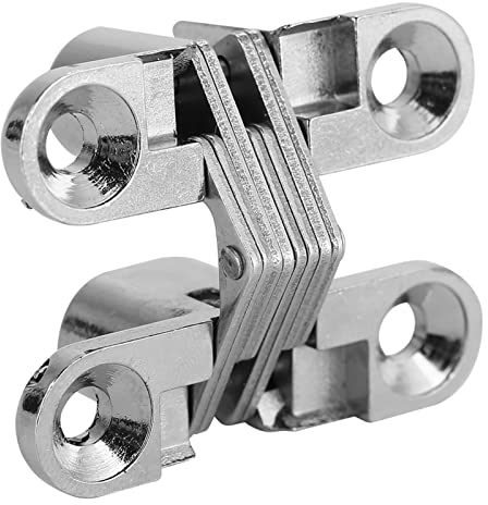 Verstecktes Scharnier, Küche Schrank Türscharniere,180 Grad Zinklegierung Unsichtbare Holztürscharniere Unten montierte Welle für Möbel, Hardware, Falttür(Silber)