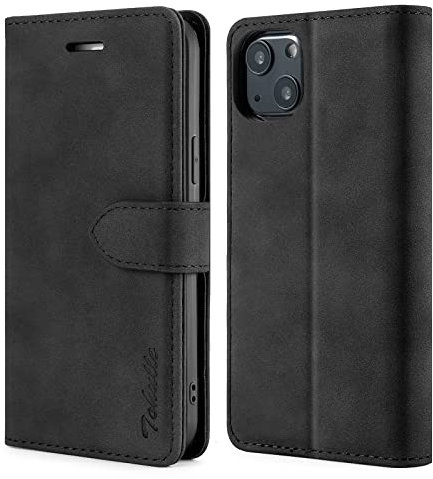 TOHULLE Case for iPhone 13, Premium PU Leather Wallet Case with Card Holder Kickstand Magnetic Closure Flip Folio Case Cover Compatible with iPhone 13 - Black