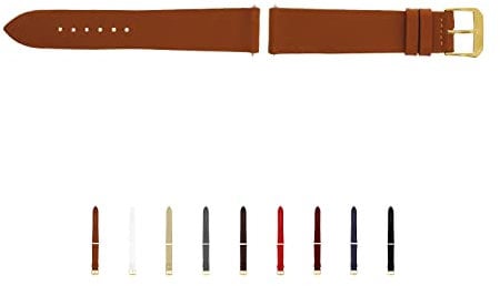 SELVA Uhrenarmband, 14-24 mm, Leder, zum Wechseln, Ersatzarmband für Smartwatch, Made in Germany, Größe:24 mm, Farbe:Cognac mit Goldener Schließe