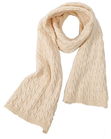 DNLKWGO Dicker Strickschal mit Zopfstrick, grob, warmer Schal für Männer und Frauen, Beige, Einheitsgröße