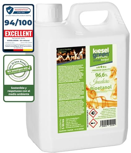 KieselGreen Bioetanol 5 Litros con Fragancia para Chimenea de Etanol, Muchas Variedades – Bioalcohol como Fragancia de Ambiente – Estufas de Bioetanol, Biochimenea Etanol, Ethanol (N5)