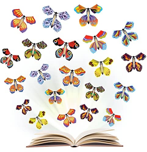 20PCS Fliegende Schmetterlinge Magische, Flying Butterfly Toy, 10 Stile Schmetterling mit Gummiband, Kinderspielzeug Schmetterling Karte, Schmetterling Deko Geburtstag für Hochzeit Weihnachten Deko