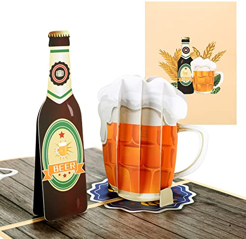 Kesote Geburtstagskarte Mann Karte Vatertagsgeschenk für Papa Geschenk Vatertag Geschenke Vater Glückwunschkarte 3D Grußkarte Bier Pop Up Dankeskarte Geburtstag Vatertagskarte Opa Freund Oktoberfest