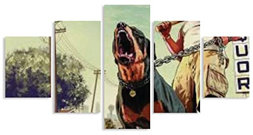 Gta 5 Poster Wandkunst 5er Set Drucke Leinwand Bild Drucke Modern Aesthetic Poster Wanddekoration