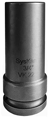 Syskan Kraft 22 x 22 mm douille carrée, 3/4 pouce, longue douille à choc 4 pans, Construction de routes, canalisations, puits de visite, couvercles de regards d'égout