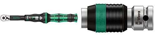 Wera 05075605001 Click-Torque A 6 Drehmomentschlüssel mit Umschaltknarre, Schwarz, Grün, 1/4 Sechskant, 2.5-25 Nm & 8784 A1 Zyklop-Verbindungsteil, 1/4 Zoll x 37 mm, 1 Stück, 05003529001