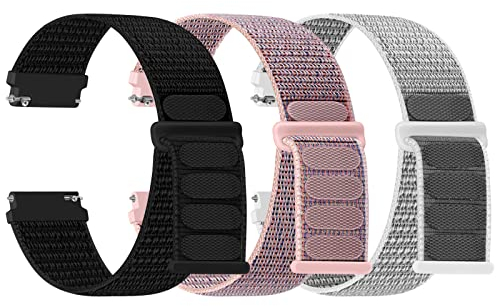 TumpCez Lot de 3 bracelets de montre en nylon - 16 mm, 18 mm, 20 mm, 22 mm - Fermeture rapide - Tissu respirant - Bracelet de rechange réglable - Pour homme et femme