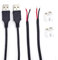 ELNONE USB-Pigtail-Kabel, 20 AWG, 2 Kabel, 0,3 m, USB 2.0-Stecker, 2-poliger Draht, DIY-Pigtail-Kabel, 5 V, 5 A, schwarzer USB-Stecker, Stromkabel mit 2-Positionen-Federdrahtverbinder, 2 Stück