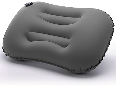 Pitasha Aufblasbare Camping Kissen Reise Kissen, Ergonomisches Kopfkissen kompakt Nackenkissen für Outdoor Reisen, Wandern, Strand, komprimierbar Kissen für Nacken & Lumbalstütze (Grau)