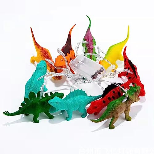 Xrten Dinosaurier Lichterkette, 10er LED Batterie Nachtlicht Dinosaurier Figuren Set, 170CM Dino Lichter Batteriebetrieben Dinosaurier Deko Lampe für Jungen Mädchen Schlafzimmer Kinderzimmer Party
