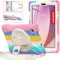 Heavy Duty Case for Lenovo Tab M8 Gen 4, Rugged Protective Cover for Lenovo M8 4th Gen Tablet TB-300FU with 360° Rotating Hand Strap, Stand, Pen Holder, Adjustable Shoulder Strap, Kids, Dazzling Pink