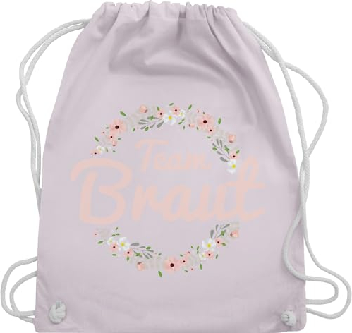 Turnbeutel Rucksack - Team Braut Blumenkranz - Crew - Unisize - Pastell Rosa - jga rucksäcke frauen junggesellenabschied damen turnsack stoffrucksack jungesellinnenabschied frau baumwollrucksäcke