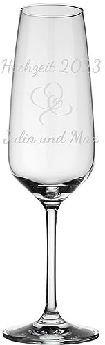 Villeroy & Boch vivo by Group - Voice Basic Sektgläser mit Gravur, 4er Set, 283 ml, Proseccogläser mit personalisierter Lasergravur, verschiedene Motive & Namen, Kristallglas, spülmaschinengeeignet