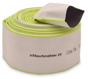 Ø 4 Zoll - 102 mm, 20 m Flachschlauch | Bauschlauch | Industrieschlauch | Synthetischer Gummi, Weiß mit Grün, 10 Bar, -20°C bis +60°