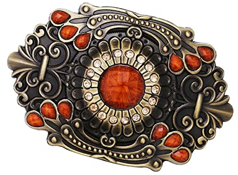 Paowsietiviity American Western Cowboy Ersatz Gürtelschnalle für Herren 9x7cm antik gold, Pfadfinder-Muster, 10.3 x 6.7cm