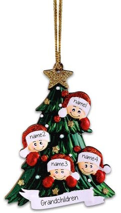 Kaululu Décoration Noel Personnalisé avec Noms de Membres de la Famille et Texte Deco Noel Sapin Noel 2024 Pendentif en Bois pour Sapin de Noël Cadeaux de Noël Cadeaux du Nouvel an