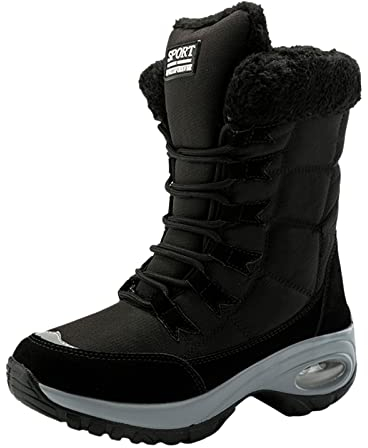 Winterstiefel Damen Stiefeletten Wasserdicht Warm Gefütterte Wasserabweisende Winterschuhe Wanderschuhe Trekkingschuhe Rutschfest Warme Stiefel Lammfell Gefüttert für den Winter(Schwarz,42)