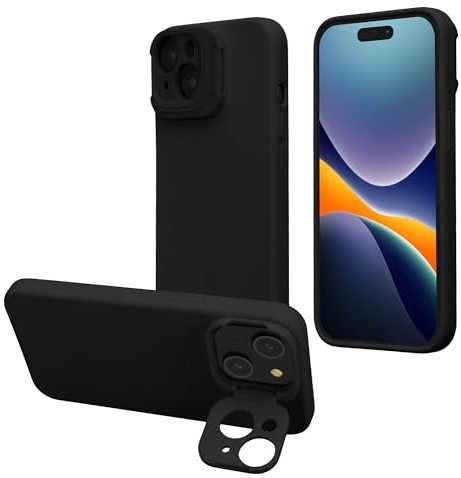 kalibri Case with Stand Compatible with Apple iPhone 15 Case - Silicone Cover Compatible with MagSafe - Black