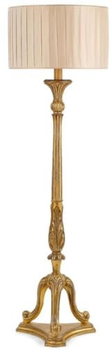Casa Padrino Luxus Barock Stehleuchte Antik Gold/Beige Ø 40 x H. 142,5 cm - Prunkvolle Barockstil Stehlampe mit rundem Lampenschirm - Luxus Qualität - Made in Italy