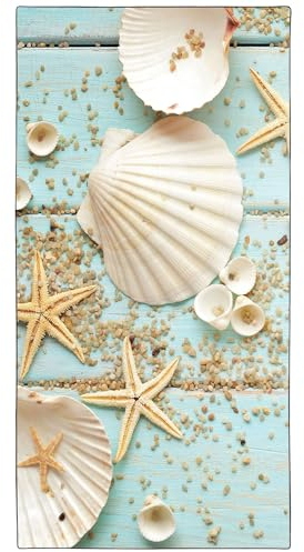 YISUMEI Mikrofaser Strandtuch XXL, Strandhandtuch Leicht Strandtücher Schnelltrocknend, Holzbrett Seestern Muscheln, 180 x 90 cm