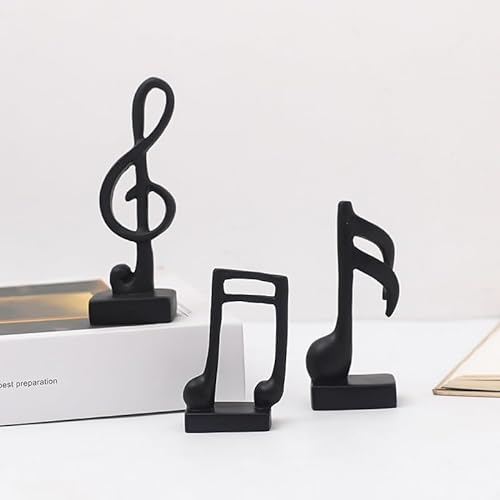 Yunjuhop 3 Music Note Decor Gifts Musical Decorazioni Scultura Moderna,Statuette Decorative Casa,Scultura Musicale,Decorazione da Tavolo per Soggiorno,Ufficio,Regali,Souvenir (nero)