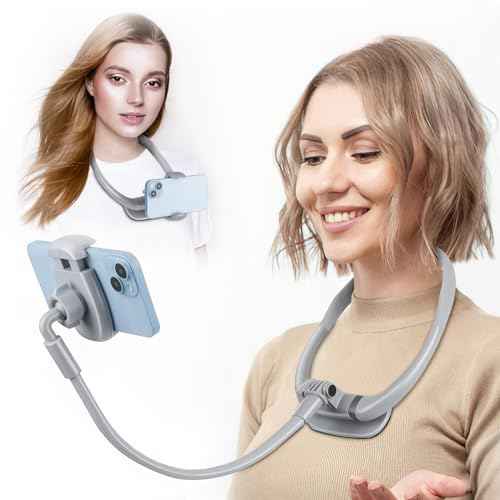LOVFIVE Cell Phone Stand, Neck Cell Phone Holder for Bed, Hand Free POV/Vlog Selfie Phone Neck Holder for Recording, Universal Multi-Functional Flexible Phone Stand for 4.7''-6.7'' Phone