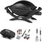 Bundle - Weber Q1000 Gas Grill Barbeque | Table Top BBQ Grill & Char Griller | Cast Aluminium Lid Cover & Body | for Home or Travel | Portable Premium Classic Mini Gas BBQ - Black (50010074)