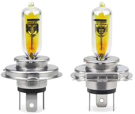 ruehalf Lot de 2 ampoules halogènes H4 12 V 60/55 W P43T 2 300 K jaune doré for phares de voiture H4 Led 60 W 55 W, feux de croisement et de route, accessoires de voiture