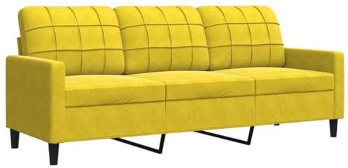 vidaXL Canapé à 3 Places Jaune 180 cm Velours, canapé, canapé de Salon, canapé à Trois Places, canapé rembourré, sièges de Salon, canapé en Velours
