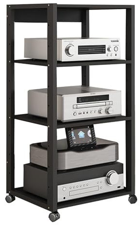 YEHOZZ Stereo-Komponenten-Rack-Schrank, Audio-Video-Medienständer, Av-Schrank Für Heimkino, Plattenspieler/Plattenspieler/Stereo-Receiver-Rack,110cm/43.3inhigh(4tier)