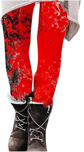 , lässig, mit blutigem Aufdruck, hohe Taille, schmale Passform Lack Leggings (Black, XXXL)