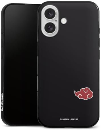 Slim Case extra dünn kompatibel mit Apple iPhone 16 Silikon Handyhülle schwarz Hülle Akatsuki Naruto Shippuden Offizielles Lizenzprodukt