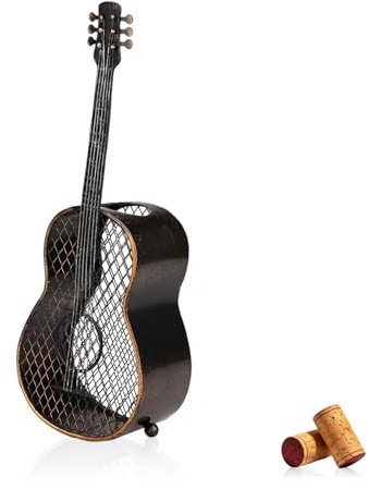Jwthee Porta Tappo Per Vino Unico, Chitarra In Metallo, Contenitore In Sughero Per Vino Da Tavolo, Strumento Musicale, Organizzatore Decorativo