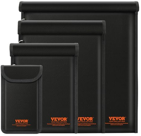 VEVOR 4 Stk. Faraday Taschen für Laptop (430 x 381 mm) Tablet (33 x 26 cm) Telefon (20 x 12 cm) Radio (27 x 20 cm), feuerfeste Signalblockierungshalterung, Faraday-Tasche zum Schutz vor Diebstahl