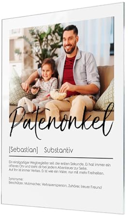 CHRISCK design Acrylglasbild Wandbild Definition mit eigenem Foto als Geschenk für Patenonkel - personalisierte Geschenke für Onkel - Wandbild Acryl Glasdeko für die Familie