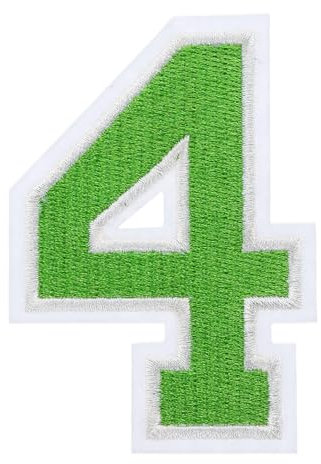 sourcing map Iron on Number Patches, 3 Inch Number 4, Iron on Number Patches Large, Embroidered Numbers Patches Applique Patches Iron on for Clothes Hats, Green