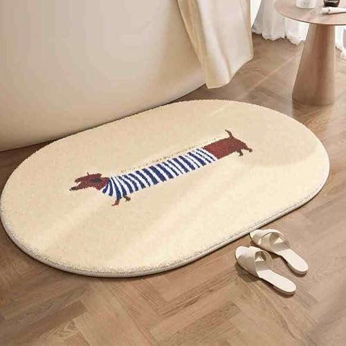 HULKAY Badezimmerteppich Dachshund Badematte rutschfest,Weiche Badematte,Waschbar Badteppich,Badvorleger rutschfest Waschbar,Mikrofaser Flauschige Badematten (40 * 60CM)
