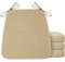 FlyGulls Juego de 4 cojines para sillas de comedor y cocina, con funda lavable a máquina, antideslizante, con lazos, 42 x 40 x 5 cm (beige)