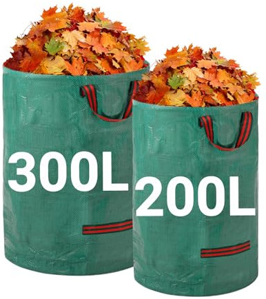 Velway Sacs à Déchets De Jardin Robustes - 200L+300L Avec Poignées Tissu Industriel Pour Feuilles Déchets Débris - Jardin Étanches Sacs