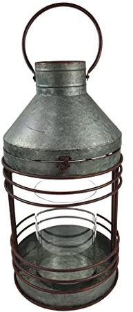 Zink Laterne mit Glas Windlicht im Industrie-Look 40 cm