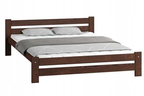 Home Collective Bett 120x200 cm, Bettgestell, Holzbett | Naturholz | Stabil & Langlebig | Mit Lattenrost und Abgeschrägten Kanten & Verstärktem Mittelteil | 205x102x58.5 cm (BxTxH) | Walnuss
