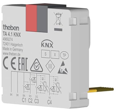 Theben 4969274 TA 4.1 KNX, 4-fach Binäreingang-Tasterschnittstelle KNX TP, KNX Data Secure, 2 NTC Eingänge (für Temperaturerfassung), Leitungslänge bis 30 m