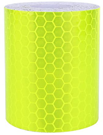 Vvikizy Gelb Fluoreszierend Reflektierendes Klebeband, Reflektierendes Klebeband mit Hoher Sichtbarkeit, Reine Sicherheitsreflektierfaden-Wandaufkleber-Warnbandrolle für Fahrräder,