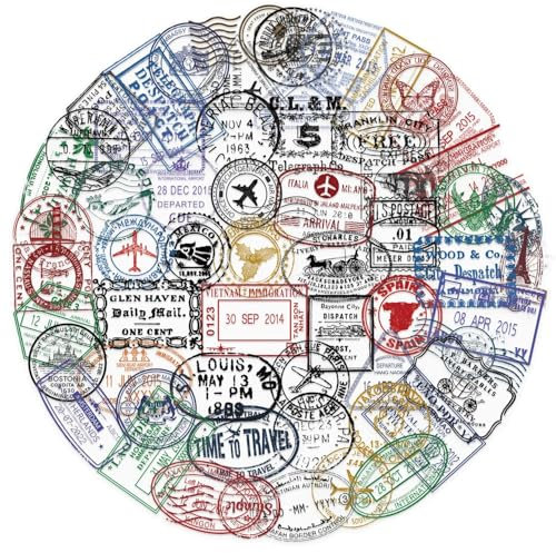 LYunMu Retro Postmark Aufkleber 50 Stücke Niedlich Deko für Auto Laptop Skateboard Fahrrad Moped Motorrad Fahrrad Computer,Geeignet für Erwachsene Kinder Poststempel Sticker Set