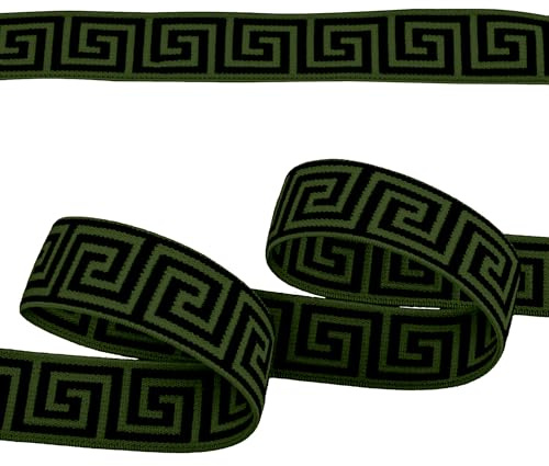 Gummiband mit griechischen Muster ab 1m x 25mm beidseitig Gummilitze flach Stretch Elastisch