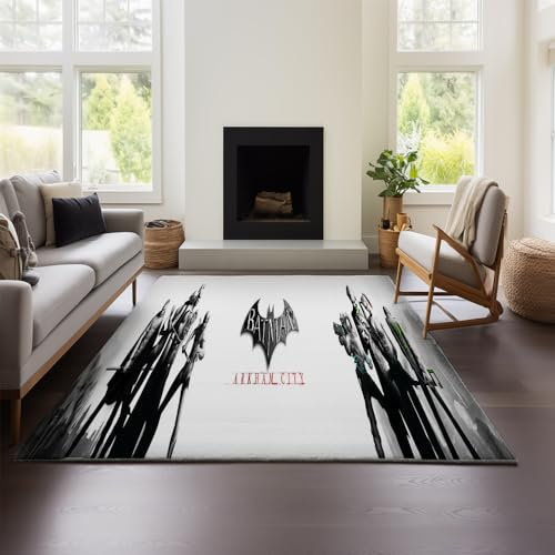 MeeTe Tapis Vintage Batman Arkham City À Poils Courts, Lavable Et Antidérapant, pour Chambre À Coucher, Salon, Cuisine Et Couloir (BT 01,150x200 cm)